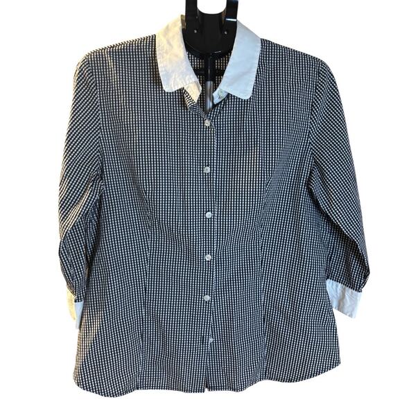 Talbots Tops - Talbots Gingham Women's Blouse Large Collared Preppy Academia 100% Cotton